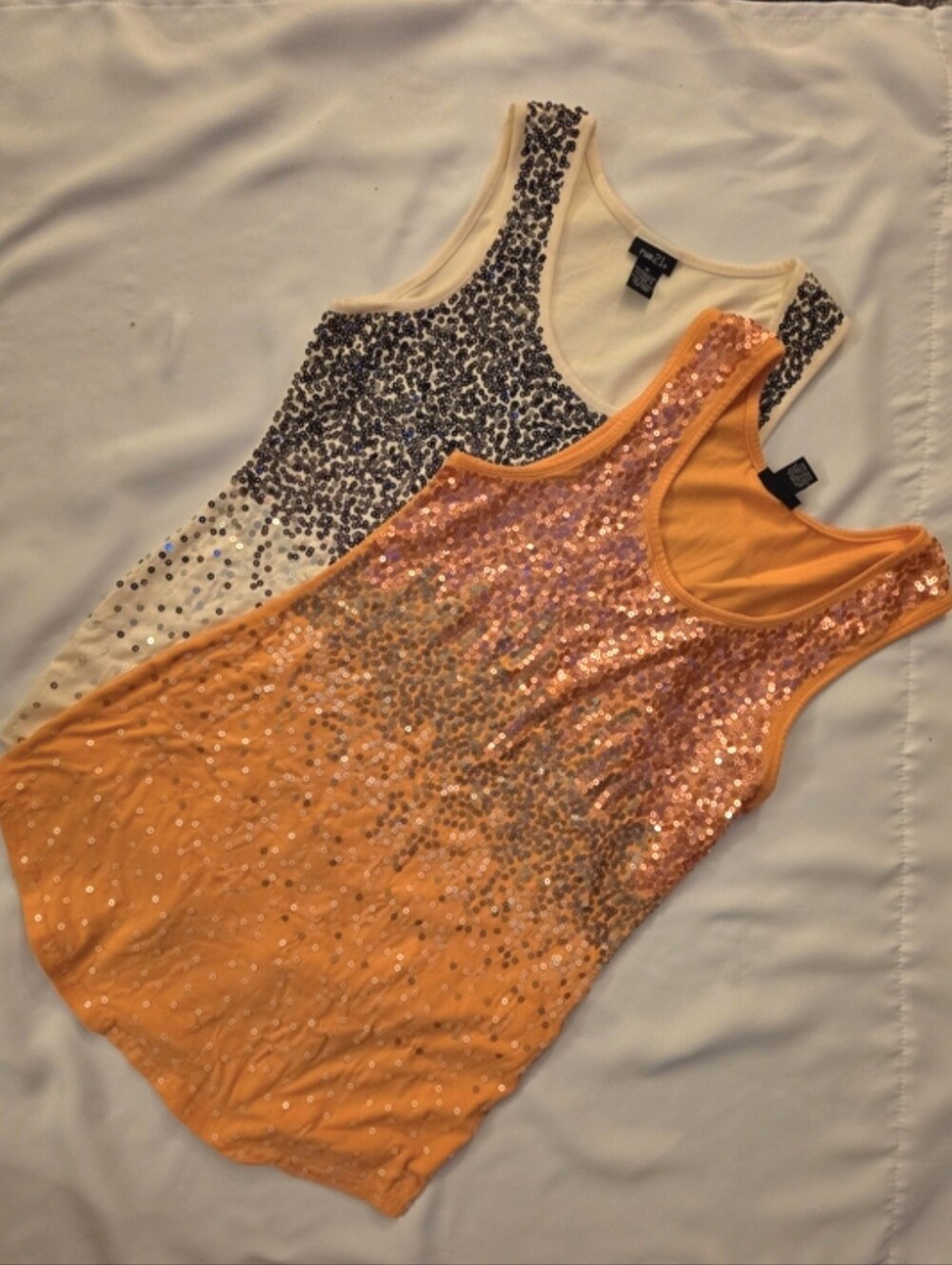 Rue21 Bundle 2 Sequin Tank Tops - Coral & Ivory Medium